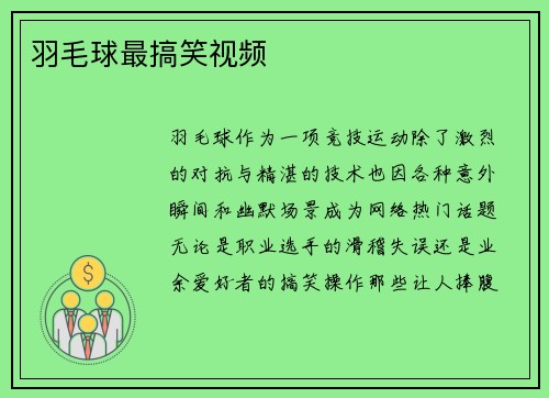 羽毛球最搞笑视频